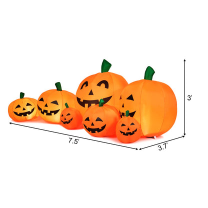 7.5 Ft Halloween Inflatable Pumpkin Patch, Inflatable Blow Up Flashing Lights 7 Pumpkins
