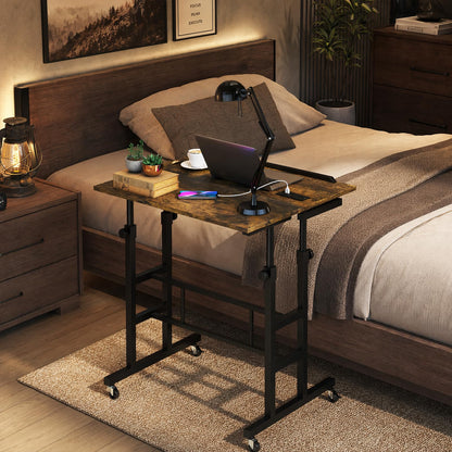 GOFLAME Small Height Adjustable Standing Desk with Wheels