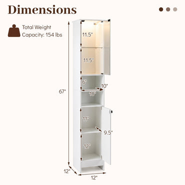 Goflame Tall Narrow Bathroom Cabinet with Lights & Remote Control (1/2)