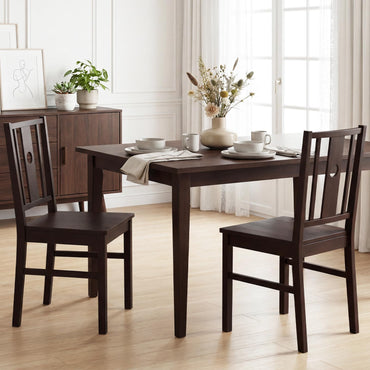 Goflame Solid Rubber Wood Kitchen Chairs with Slatted Curved Backrest & Wide Seat (2/4)