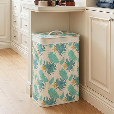 Goflame 19 Gal Bamboo Laundry Hamper w/Removable Liner & Portable Handles