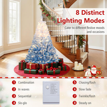 Goflame Pre-Lit Snow Flocked Christmas Tree | Artificial Hinged Xmas Full Tree