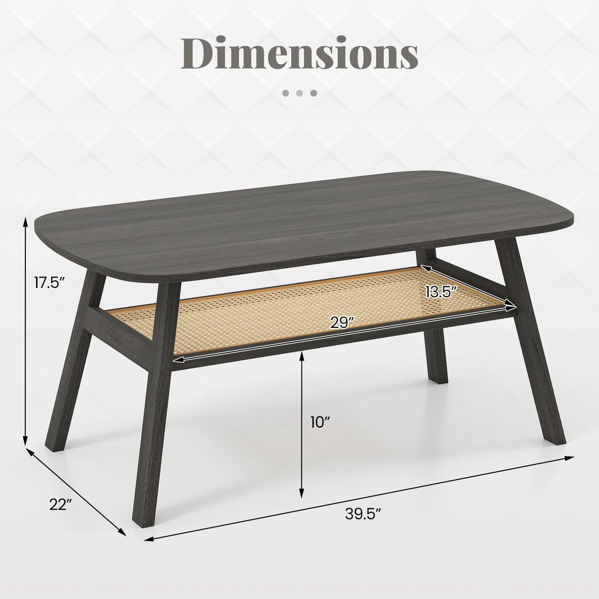 Goflame Rattan Coffee Table for Living Room