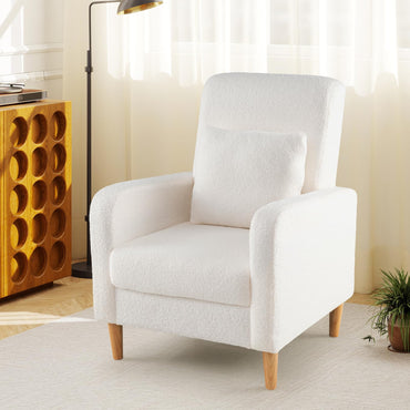 Goflame Modern Accent Chair with Lumbar Pillow Teddy Fleece Cover
