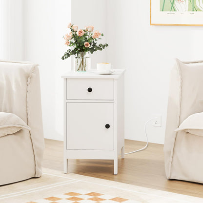 Goflame Nightstand with Charging Station, Flip Top End Table w/USB Ports & Outlets, Modern Side Table w/Storage Drawer