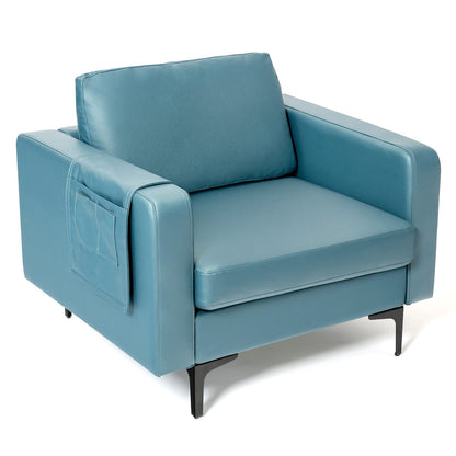 Goflame Modern Accent Chair w/Comfy Thick Cushion, Magazine Pockets