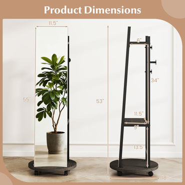 GOFLAME Full Length Mirror with Coat Rack & Storage Hanger