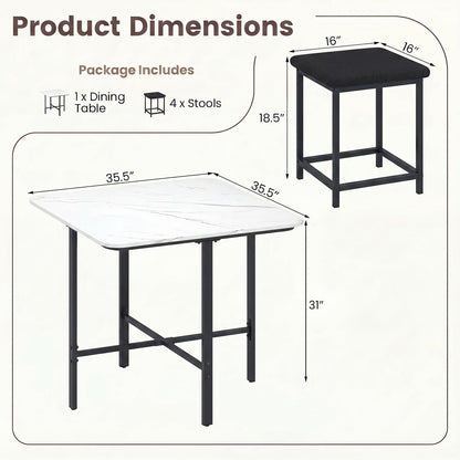Goflame Space-Saving Kitchen Table and Chairs Set for 4