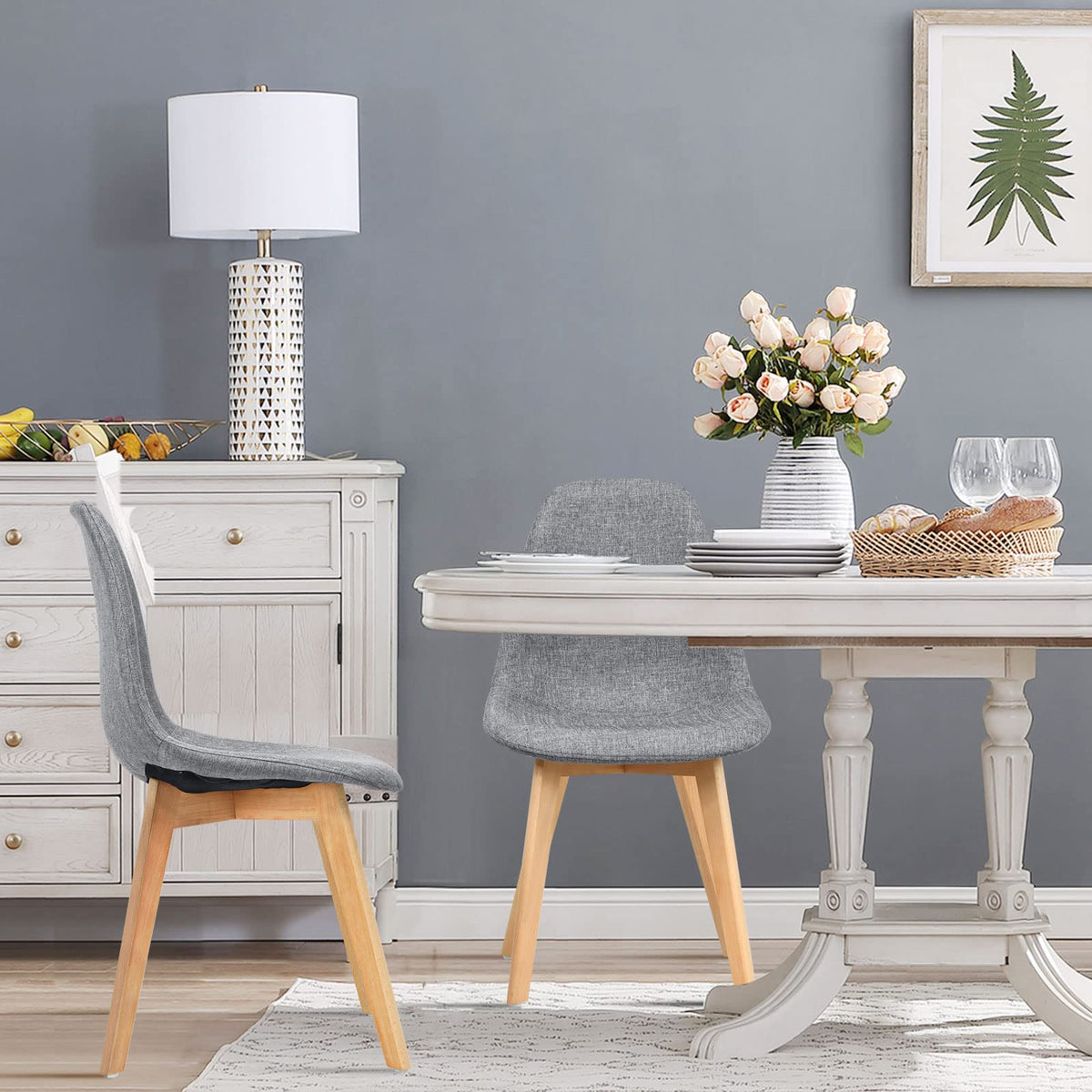 Set of 2 or 4 Kitchen Dining Chairs Gray