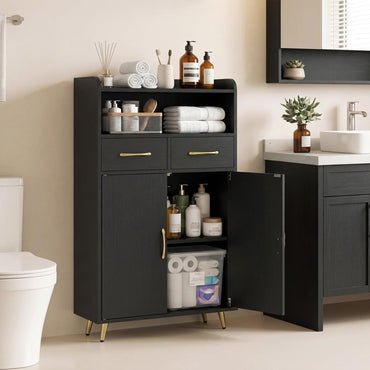 Goflame Freestanding Bathroom Storage Cabinet with 2 Drawers and 2 Doors