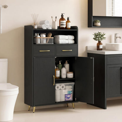 Goflame Freestanding Bathroom Storage Cabinet with 2 Drawers and 2 Doors