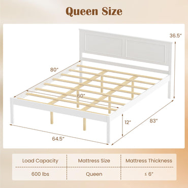 Goflame Wood Queen/Full/Twin Size Bed Frame with Wooden Slat Support