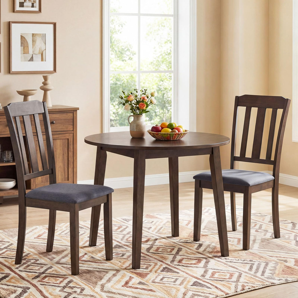 Goflame Rubber Wood Dining Room Chairs with Comfortable Backrest & Padded Seat