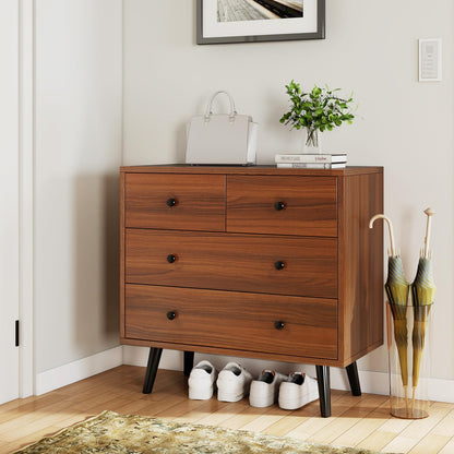 Goflame 4-Drawers Dresser for Bedroom | Wide Wooden Chest Drawers with Anti-Toppling Devices