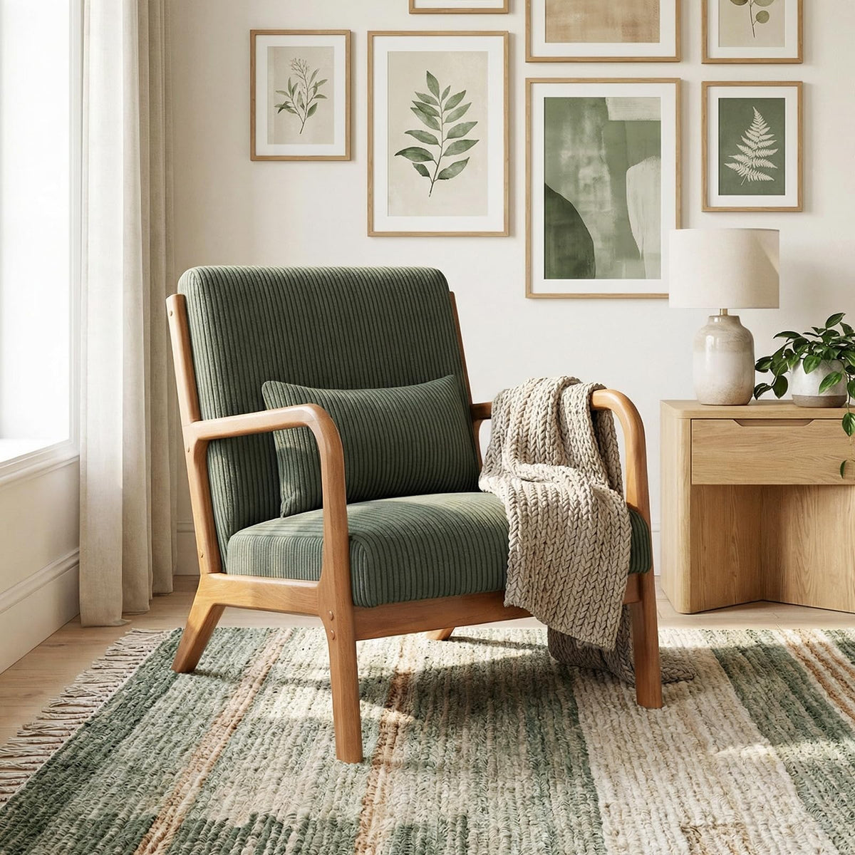 Goflame Modern Accent Chair Corduroy Upholstered Lounge Chair