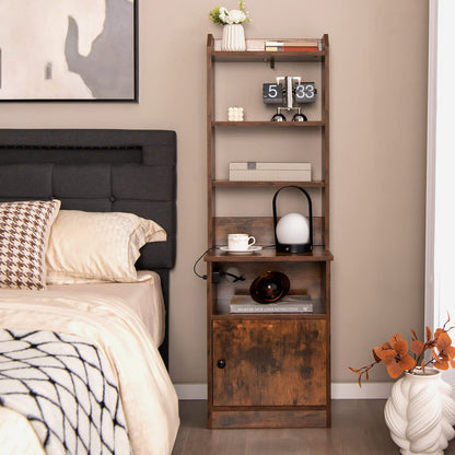 Goflame Nightstand with Charging Station - 55" Tall Bedside Table