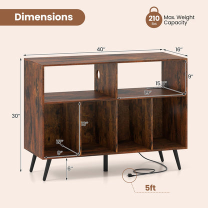 Goflame Large Record Player Stand with Charging Station