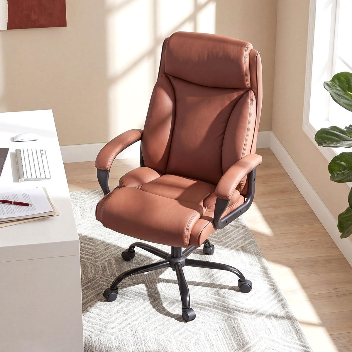 Goflame Executive Office Chair | High Back Ergonomic Home Desk Chair w/Headrest