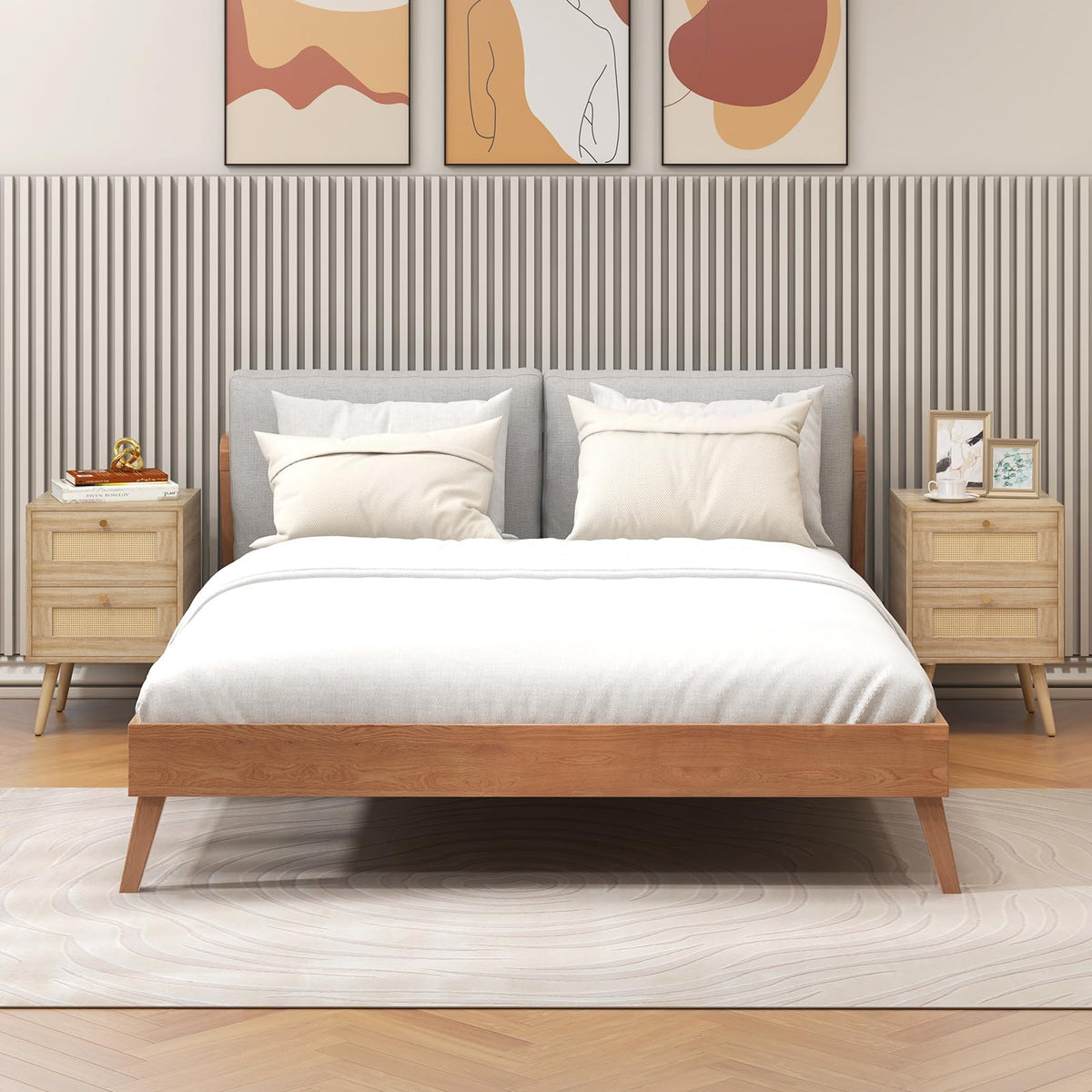 Goflame Rattan Nightstand Set of 2