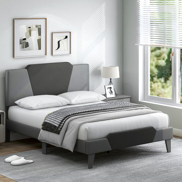 Goflame Queen/Full/Twin Size Velvet Upholstered Bed Frame with Headboard