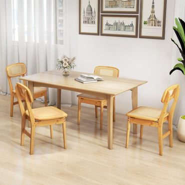 Goflame Rattan Dining Chairs Set of 2, Boho Cane Kitchen Chairs, Max Load 300 Lbs