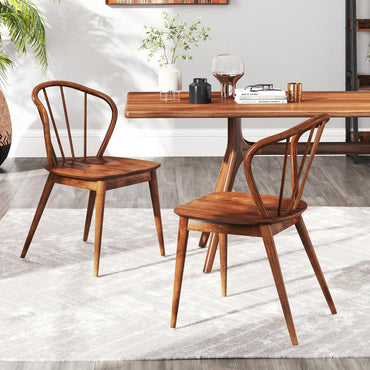 Goflame Wooden Dining Chairs Set of 2/4, Windsor Kitchen Chairs w/High Spindle Back & Rubber Wood Legs