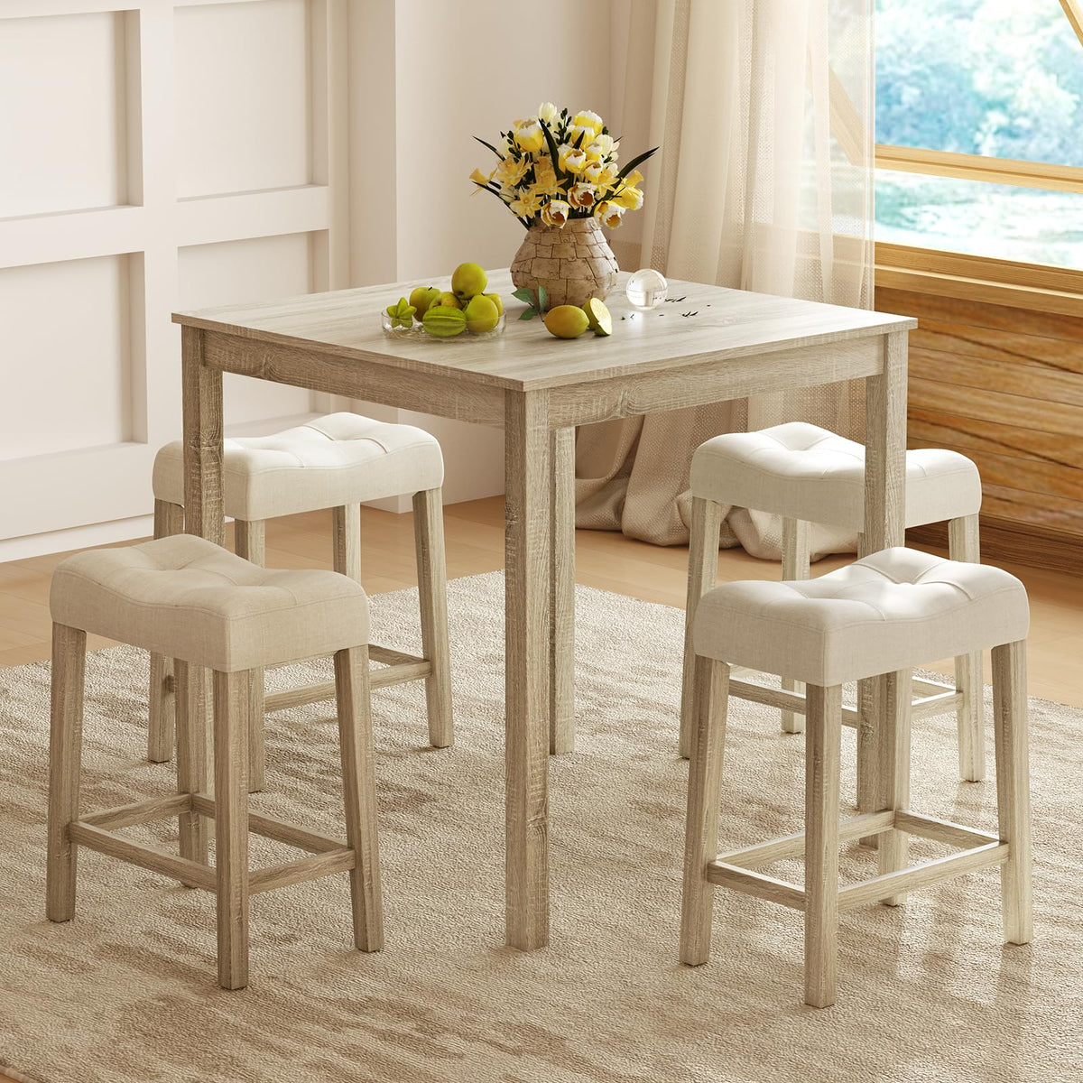 Goflame 24" Bar Stools Set of 2/4, Upholstered Counter Height Saddle Bar Stools