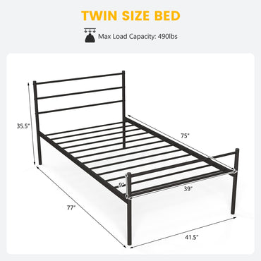 Goflame Twin Size Metal Bed Frame with Headboard & Footboard, 13.5 Inch Platform Bed Frame