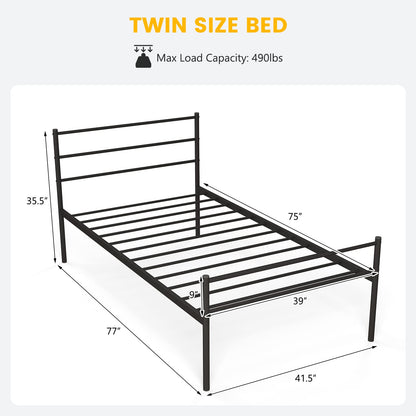 Goflame Twin Size Metal Bed Frame with Headboard & Footboard, 13.5 Inch Platform Bed Frame