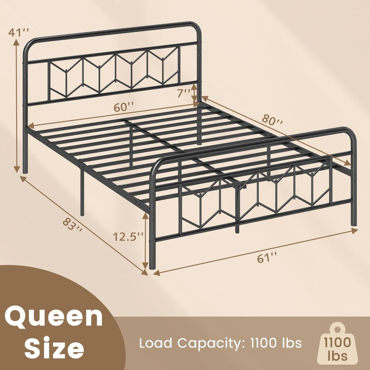Goflame Metal Twin Bed Frames with Victorian Style Headboard & Footboard, Heavy Duty Slats Support Mattress Foundation