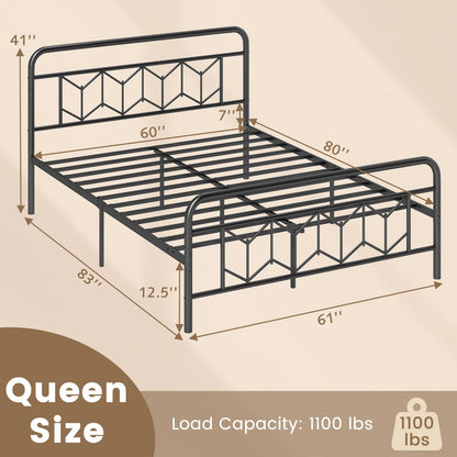 Goflame Metal Twin Bed Frames with Victorian Style Headboard & Footboard, Heavy Duty Slats Support Mattress Foundation