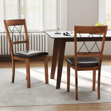 Goflame Wooden Armless Kitchen Chairs Set of 2/4 w/Elegant Hollowed Backrest