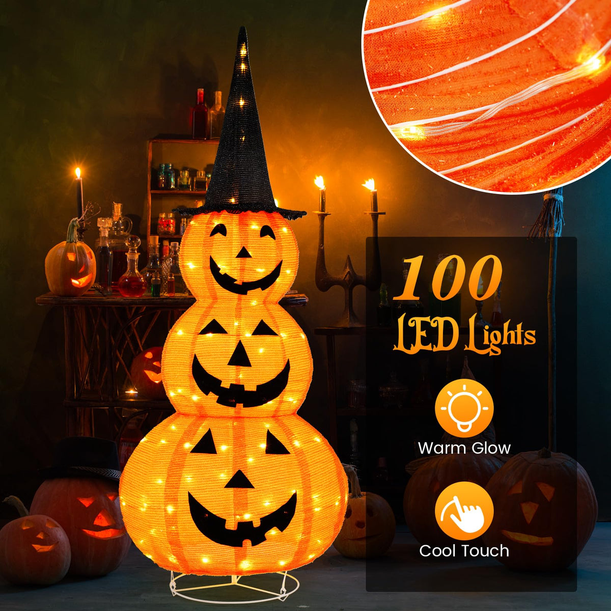 Goflame 5 FT Halloween Light Up Pumpkin Decoration