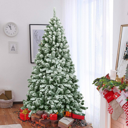 Goflame Snow Flocked Christmas Tree, Artificial Hinged Pine Tree - GoflameUS