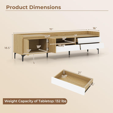 Goflame Modern TV Stand for 80" Television with Open Shelf