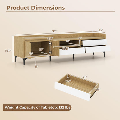 Goflame Modern TV Stand for 80" Television with Open Shelf