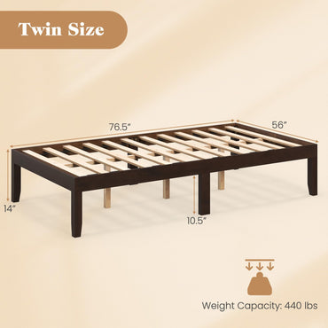 Goflame 14 Inch Twin Wood Platform Bed Frame, Minimalist Twin Bed Frame with Wooden Slats Support & Rubber Wood Legs