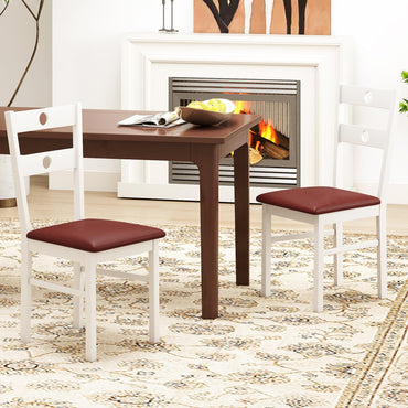 Goflame PU Leather Upholstered Kitchen Chairs w/Hollowed Backrest & Padded Seat