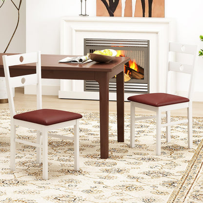Goflame PU Leather Upholstered Kitchen Chairs w/Hollowed Backrest & Padded Seat