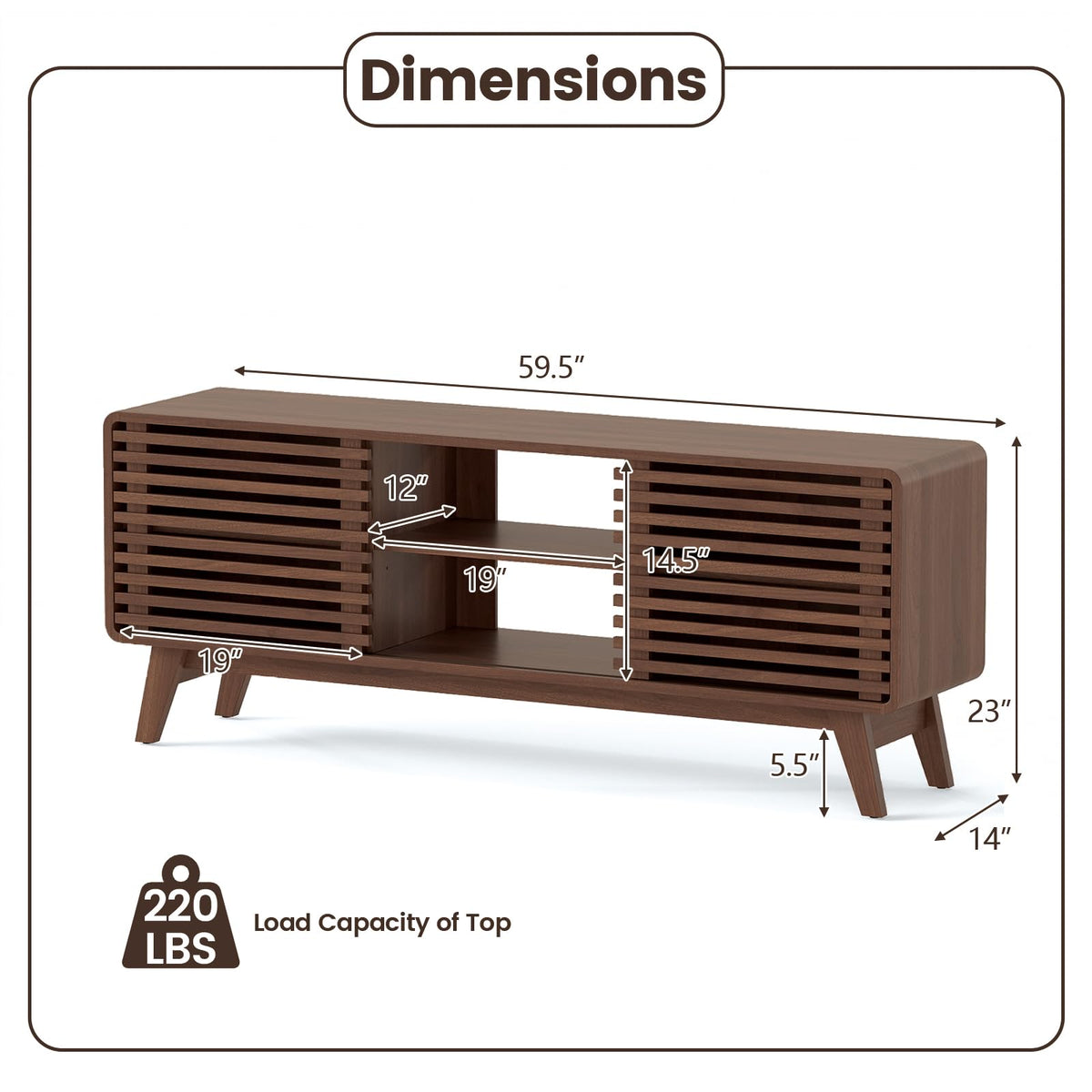 Goflame TV Stand for 60/65 Inch TV | Mid-Century Modern Entertainment Center with Storage Cabinet