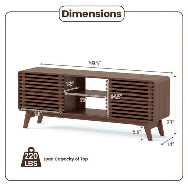 Goflame TV Stand for 60/65 Inch TV | Mid-Century Modern Entertainment Center with Storage Cabinet