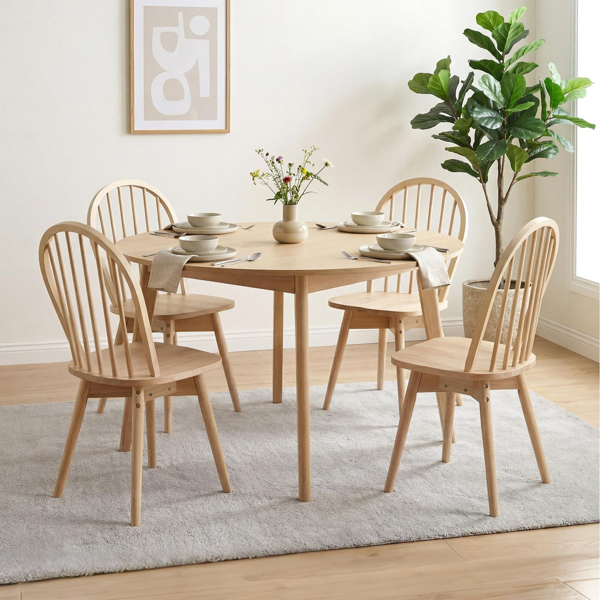 Goflame Windsor Dining Chairs Set of 2/4 Farmhouse Swivel Kitchen Chairs with Spindle Back