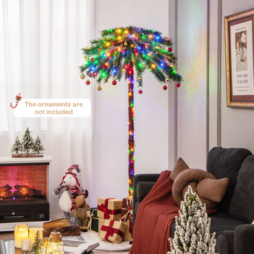Goflame 6 FT Pre-Lit Artificial Christmas Tree, Lighted Xmas Palm Tree W/ 210 Multi-Color LED Lights - GoflameUS