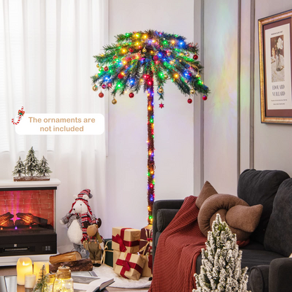 Goflame 6 FT Pre-Lit Artificial Christmas Tree, Lighted Xmas Palm Tree W/ 210 Multi-Color LED Lights - GoflameUS