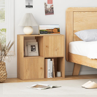 Goflame 4 Cube Bookcase | 2-Tier Freestanding Book Shelf with Open Compartments