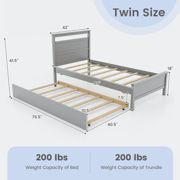 Goflame Trundle Bed Twin, Wood Day Bed Frame with Headboard & Footboard