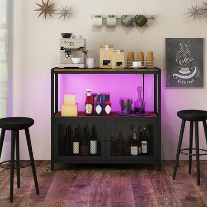 Goflame Wine Cabinet with LED Lights for Kitchen Living Room