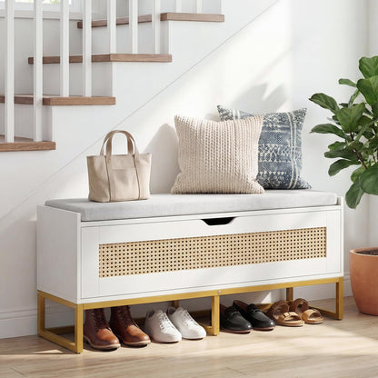Goflame Flip-Top Entryway Bench with Removable Padded Seat & Hidden Storage