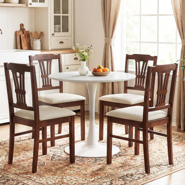 Goflame Wooden Dining Chairs Set of 2/4 Upholstered Kitchen Chairs