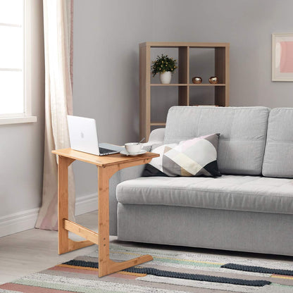 GOFLAME Bamboo Side Table with Painted Surface for Home Office Use